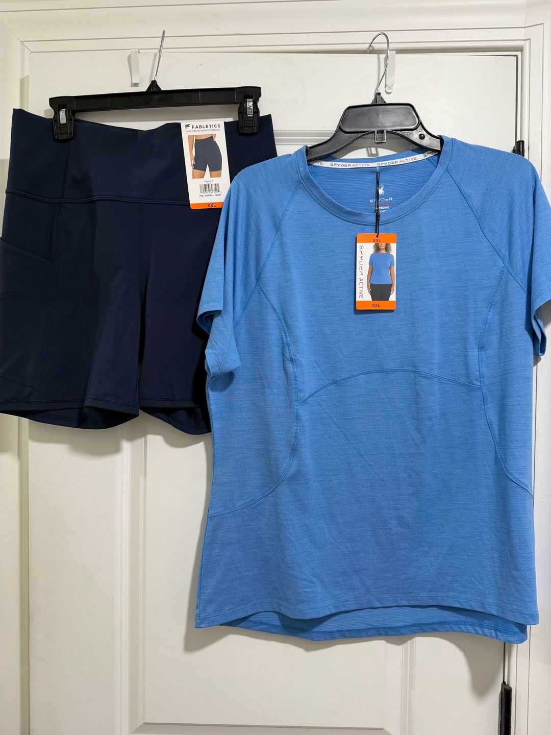 Spyder Active T-Shirt & Fabletics biker shorts size xxl 1