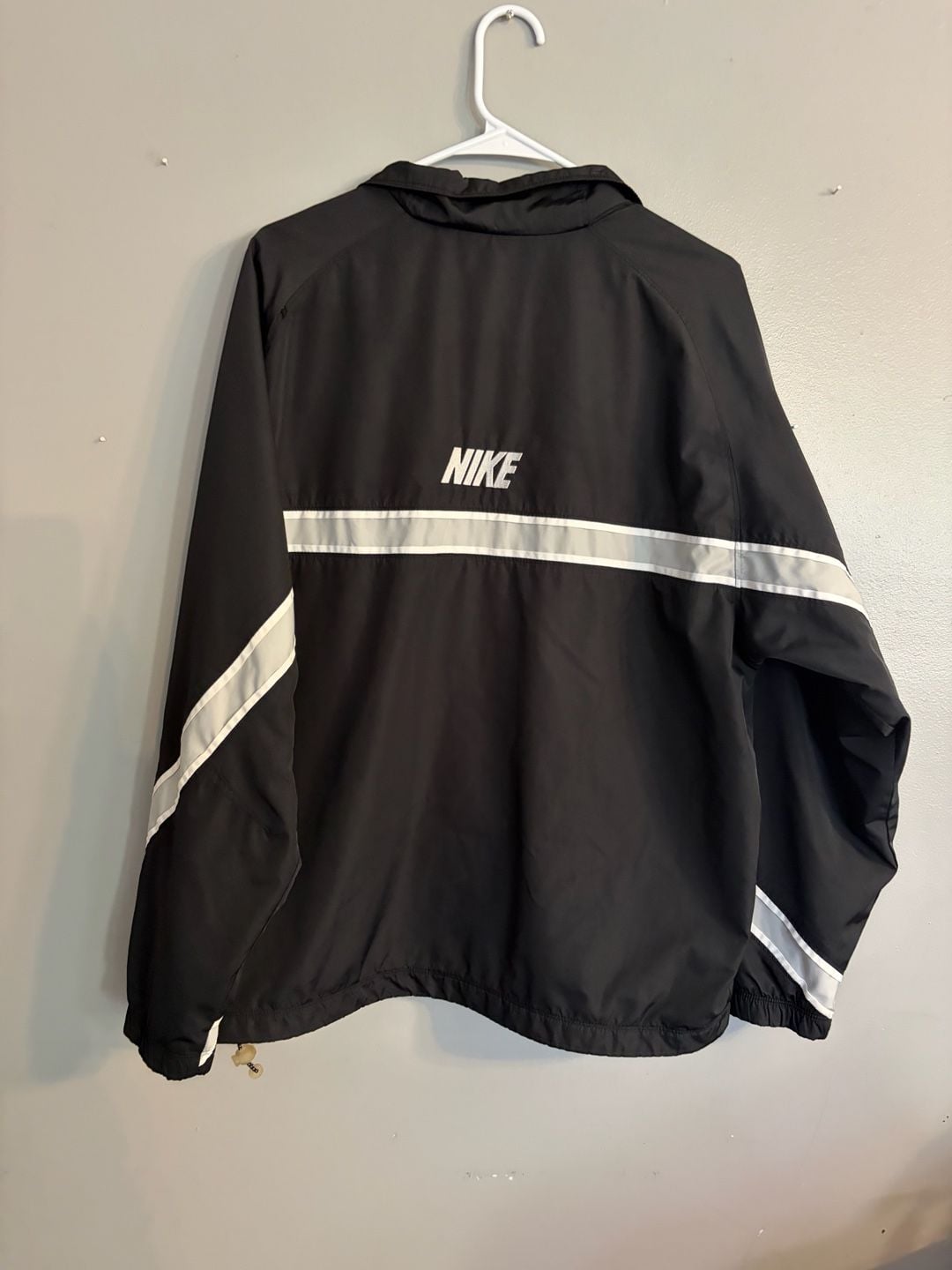 Nike Windbreaker Jacket Size XL Black White Striped Full Zip 5