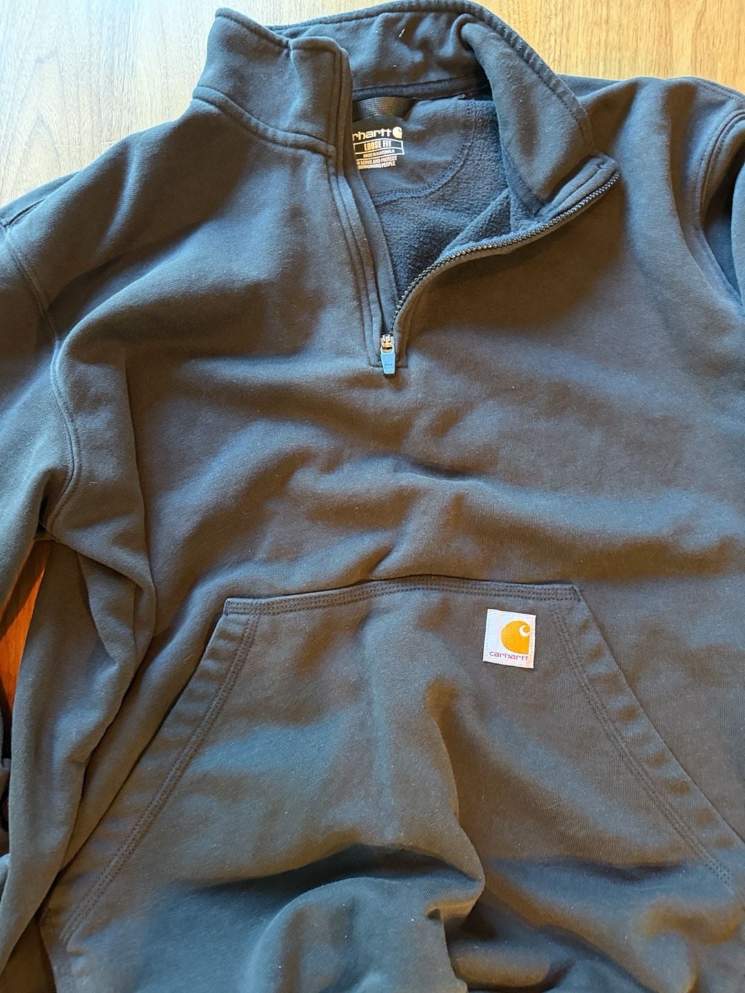 Carhartt Marquette 1/4-Zip Mock-Neck Sweatshirt Size L Black 1