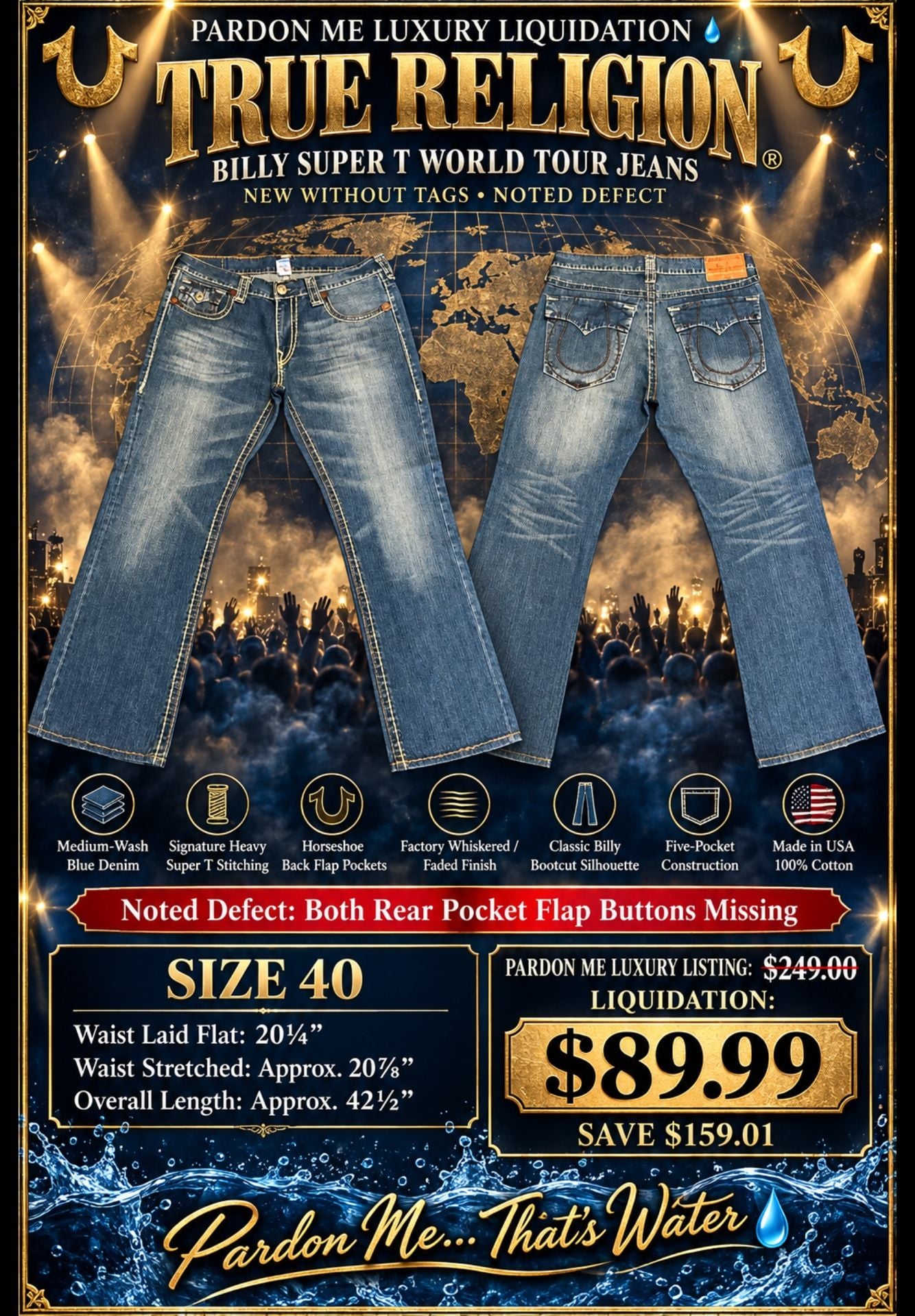 True Religion Billy Super T World Tour Bootcut Jeans – Medium Wash 2