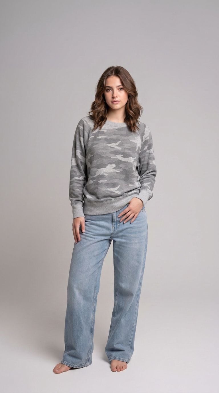 Aerie camouflage crew neck sweatshirt 4