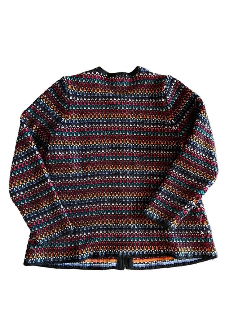 Coldwater Creek Cardigan 1X Multicolor Striped Knit Zip Front Cotton Blend 5