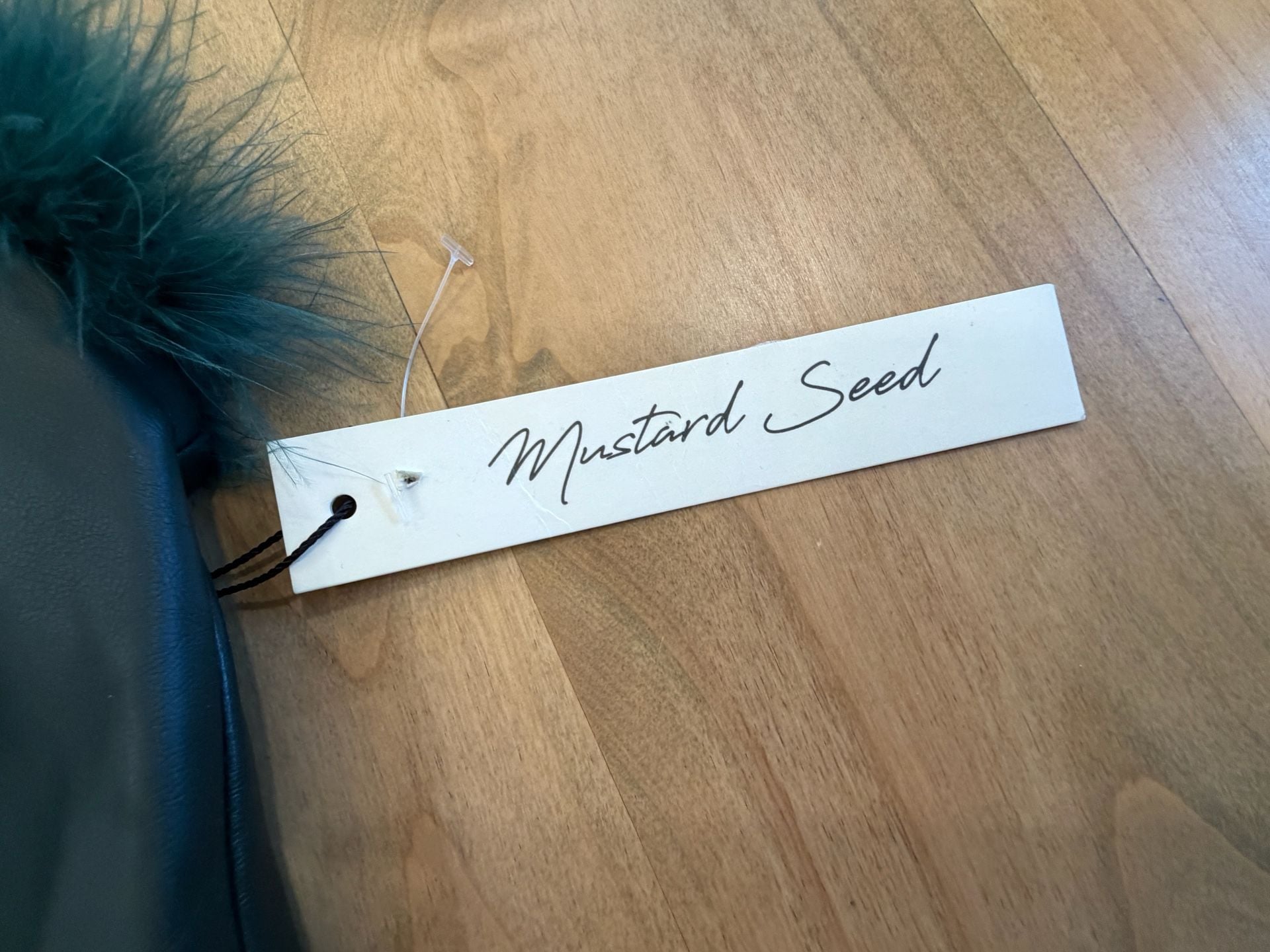 Mustard Seed Faux Leather Corset Top With Feather Trim Green Medium 5