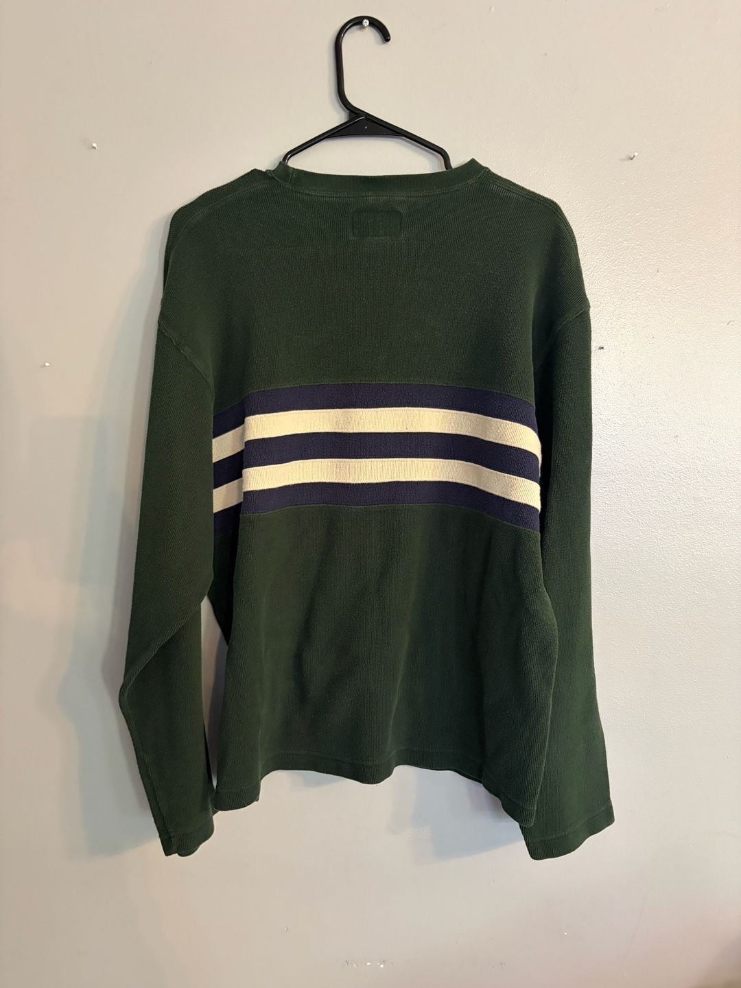 Abercrombie & Fitch Sweater Size L Green Striped Thermal Long Sleeve 4