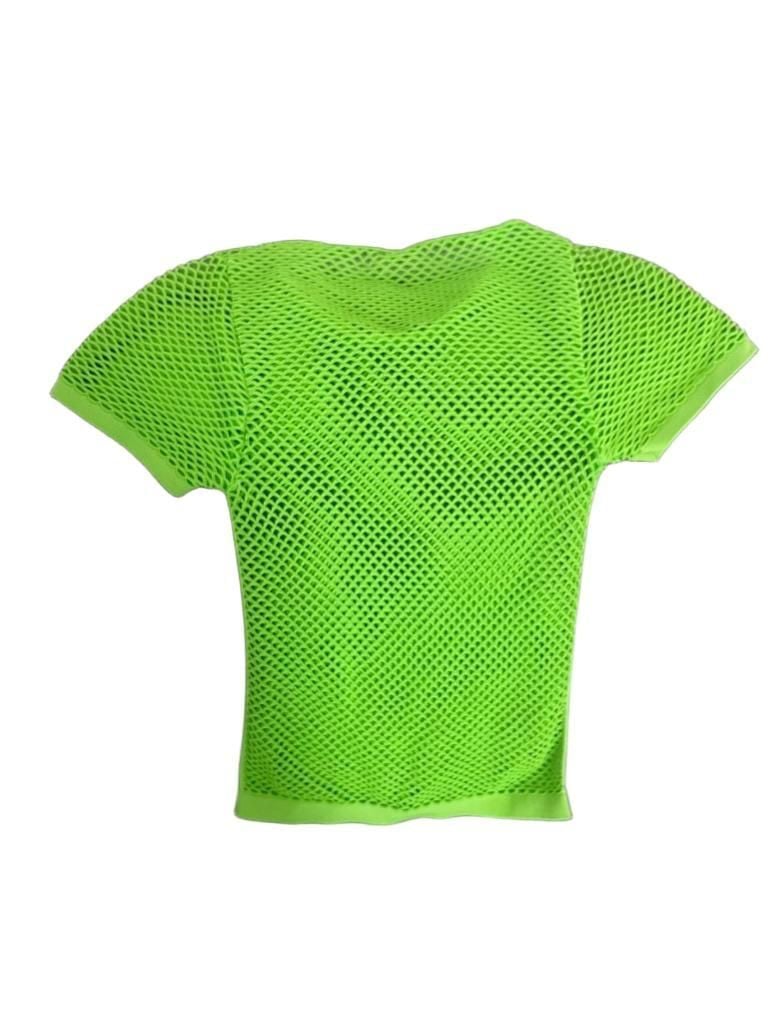 Cotton Candy Mesh Fishnet Short Sleeve Top Size S/M Neon Green Y2K 3