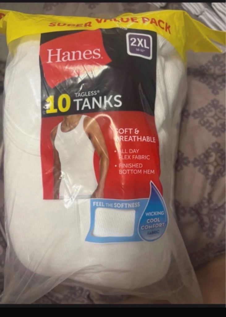 Hanes Tagless Tanks Size 2XL White 1