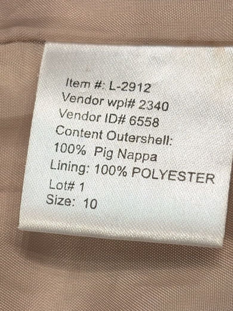 Lew Magram Leather Jacket Size 10 Beige Floral Embroidered Pig Nappa Blazer 7