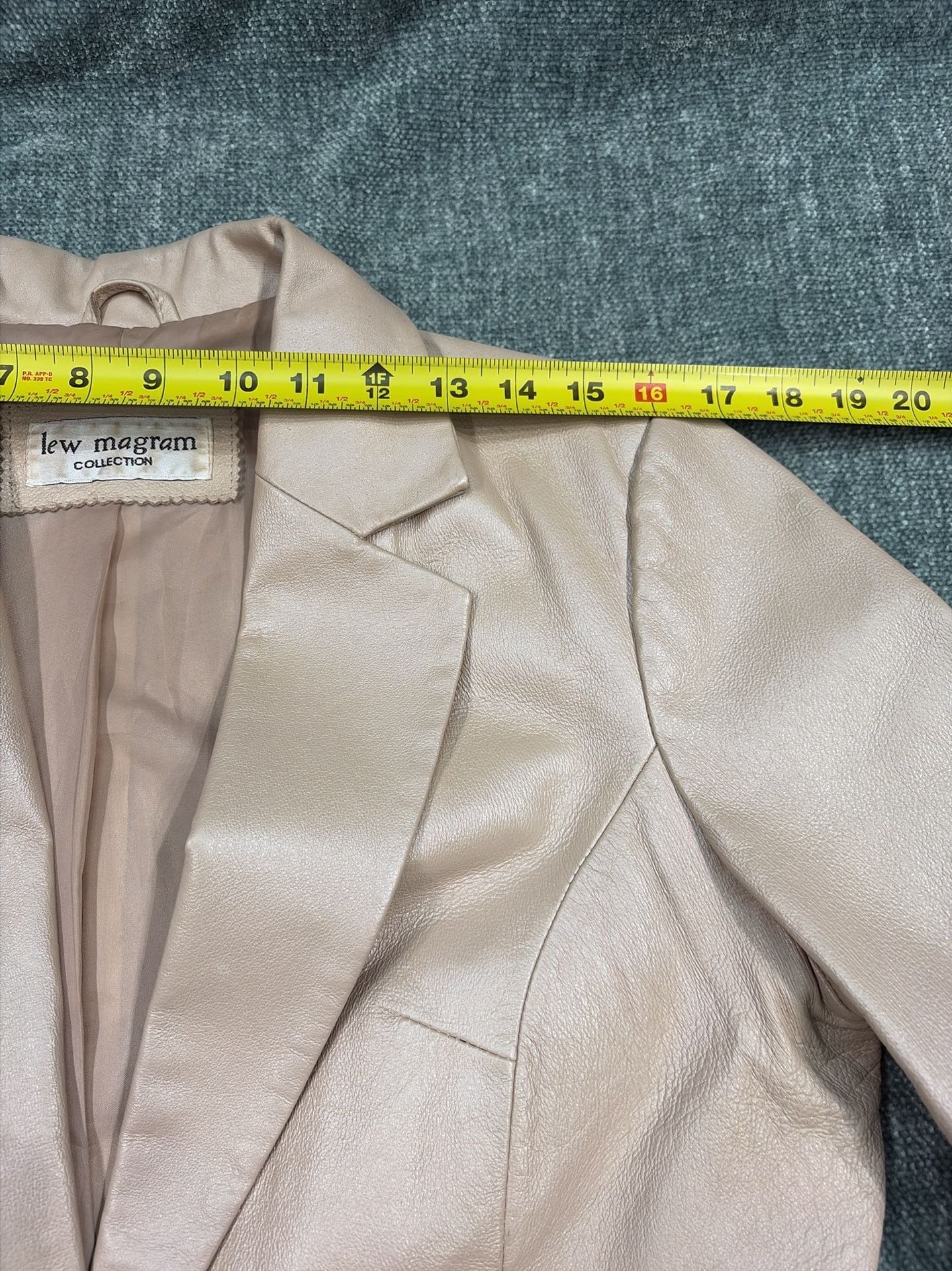 Lew Magram Leather Jacket Size 10 Beige Floral Embroidered Pig Nappa Blazer 12