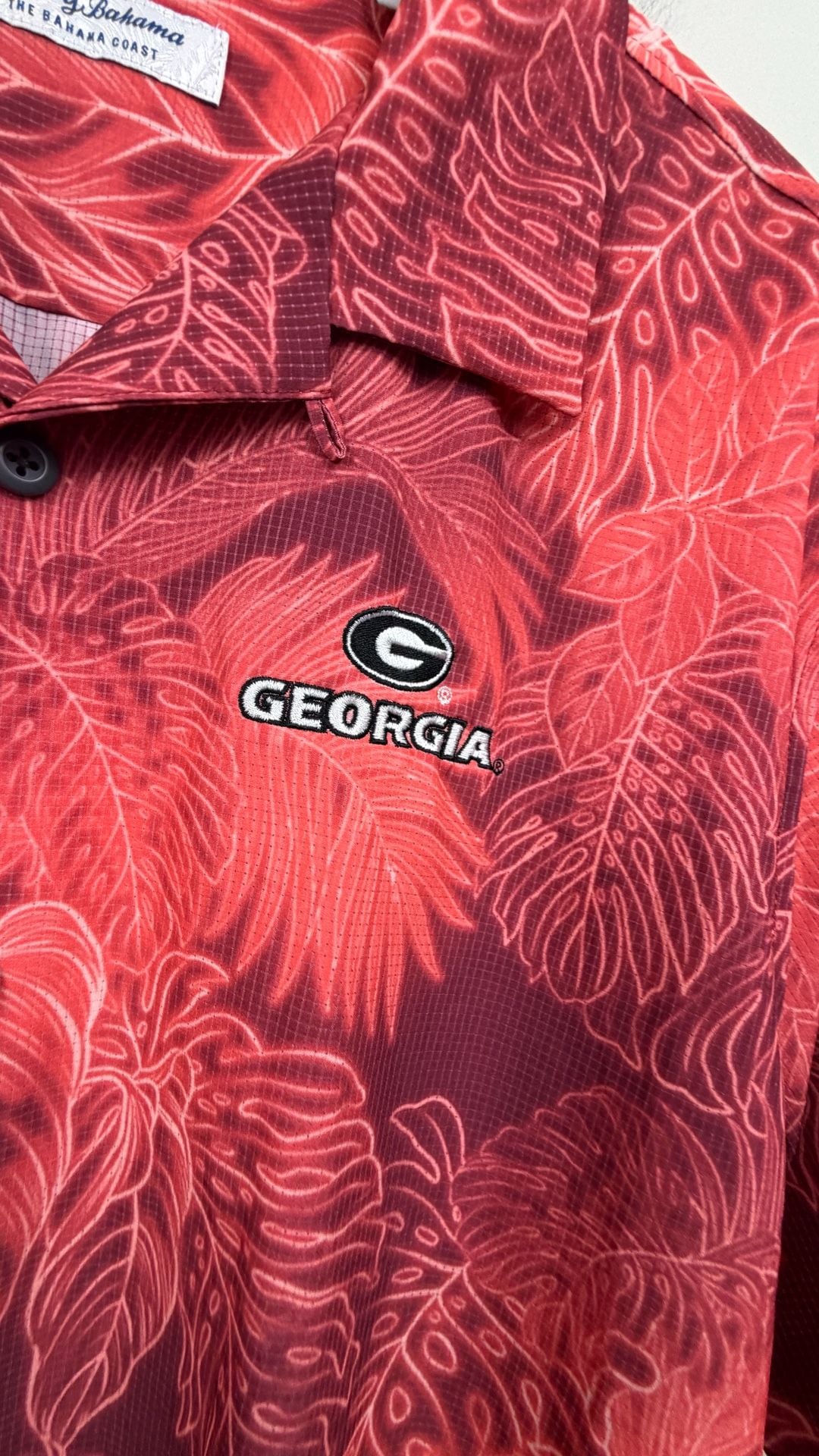 UGA Georgia Bulldogs Tommy Bahamas Hawaiian Shirt Men's 3XL Red 3