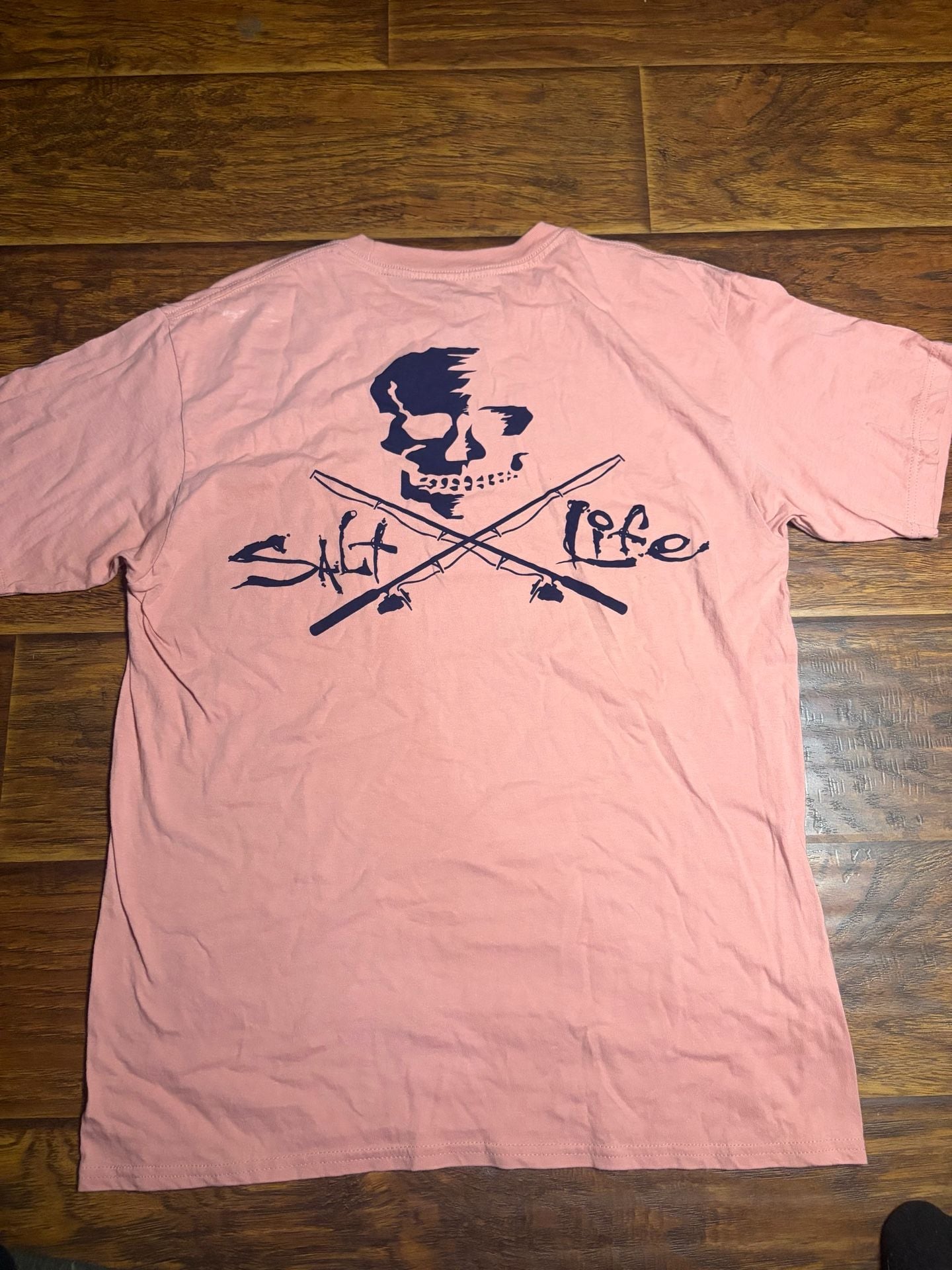 Salt Life Skulls & Poles Pocket T-Shirt Size Med Pink 4