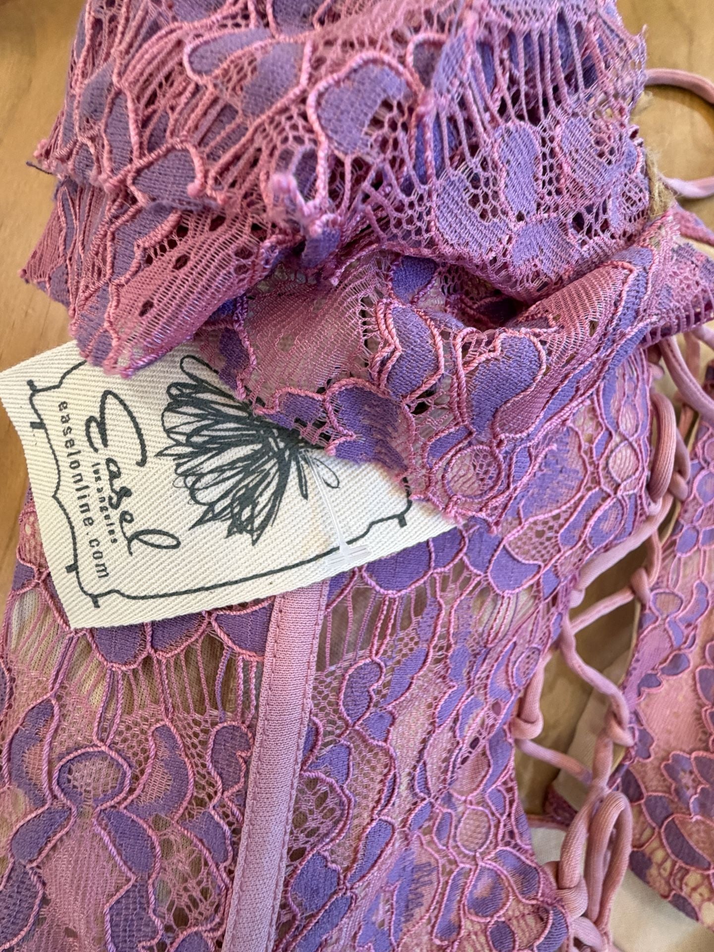 Easel Lace Ruffle Corset Top Purple 7