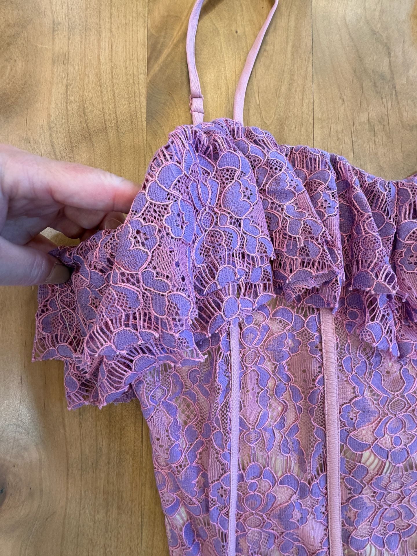 Easel Lace Ruffle Corset Top Purple 9