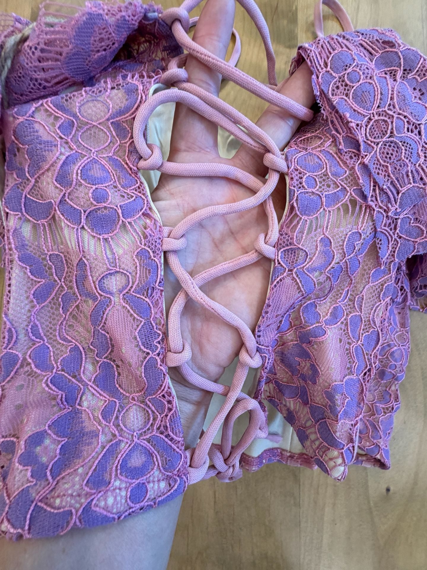 Easel Lace Ruffle Corset Top Purple 10