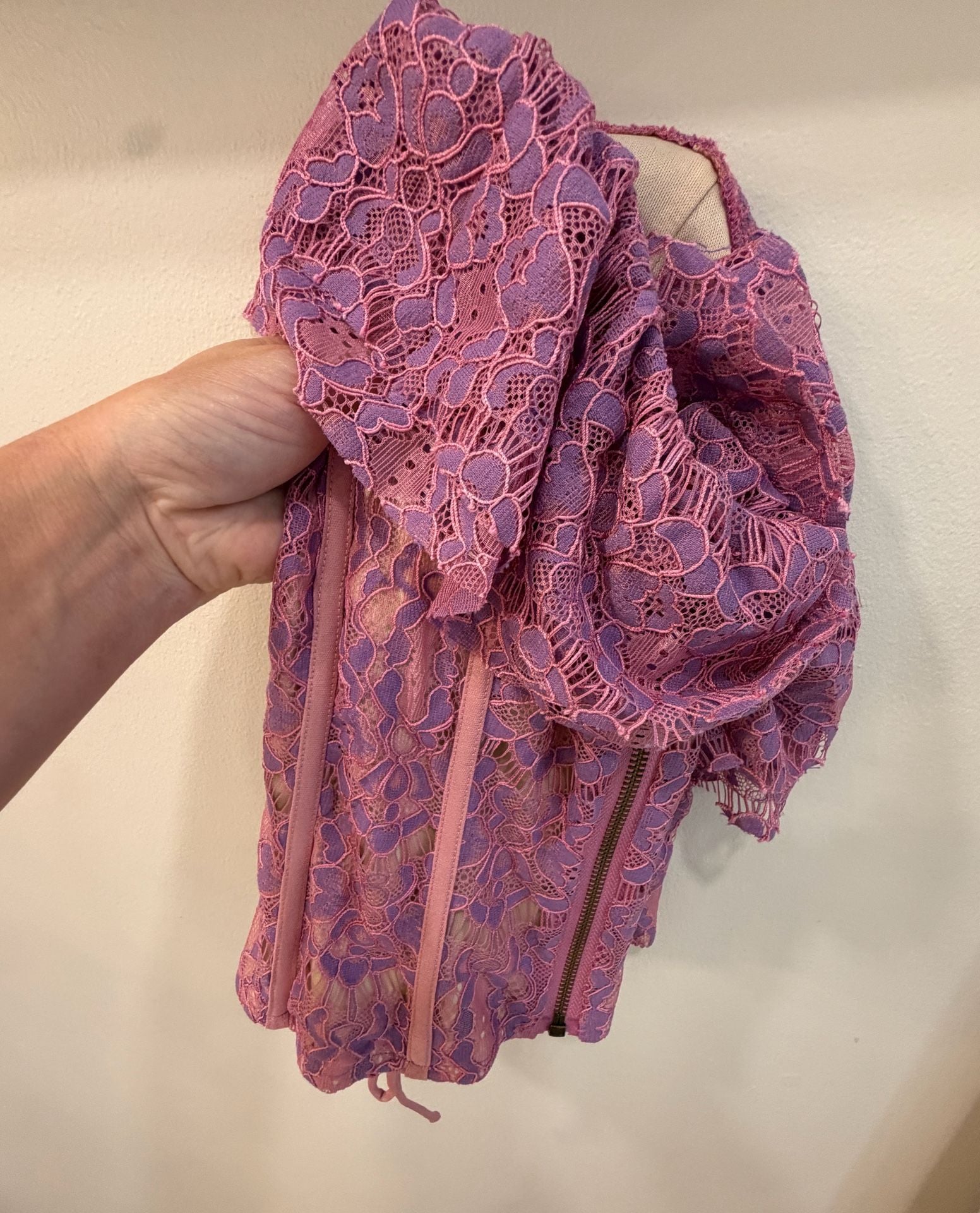 Easel Lace Ruffle Corset Top Purple 13