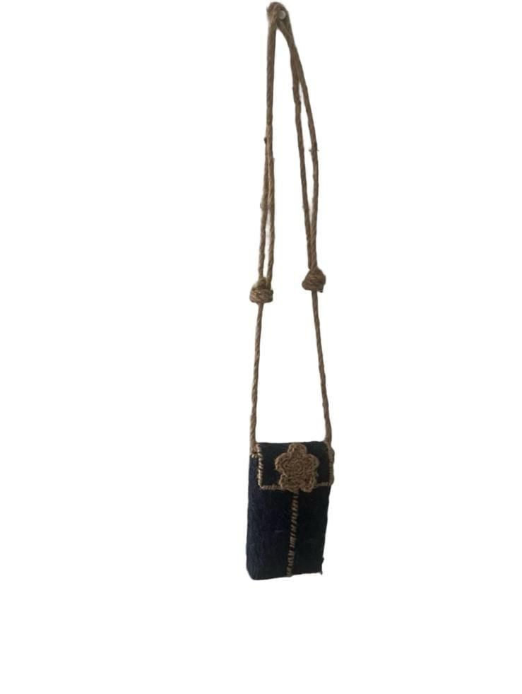 Handmade Blue Jute Sun Crossbody Phone Bag 7