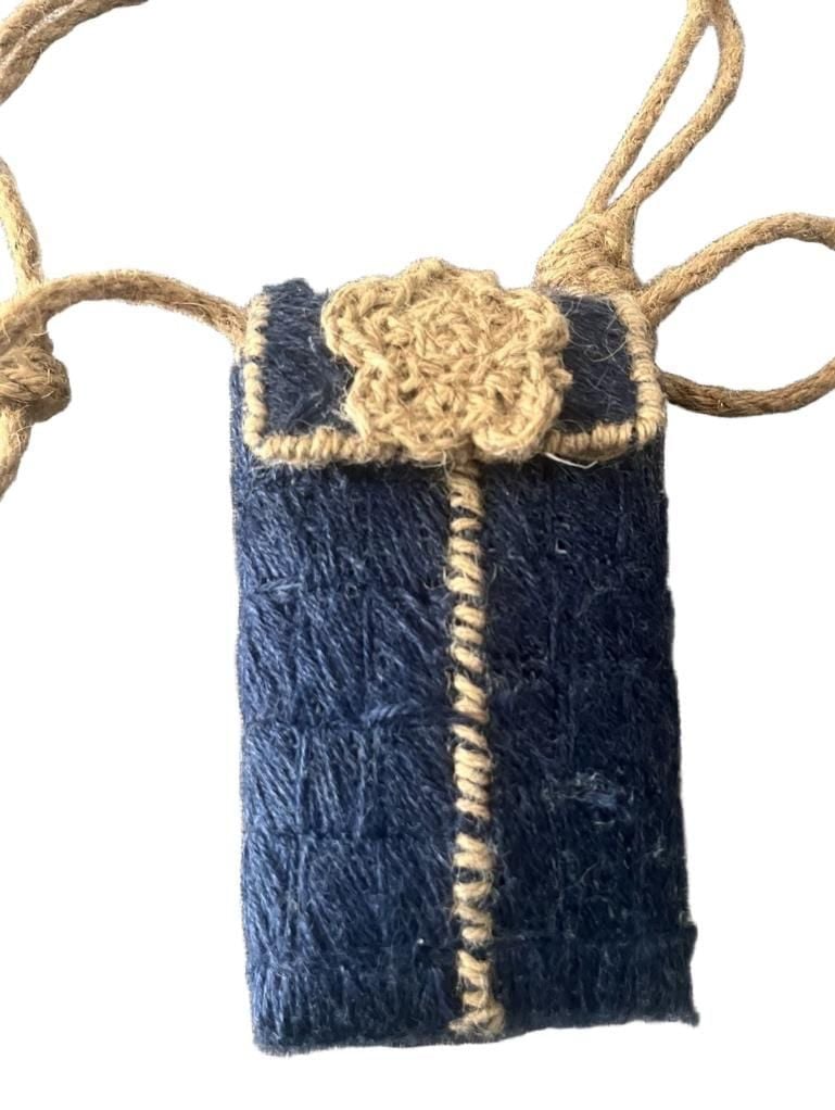 Handmade Blue Jute Sun Crossbody Phone Bag 2