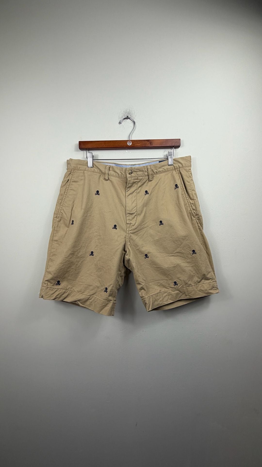 Polo Ralph Lauren Skull Embroidered Chino Shorts Size 34 Khaki 2