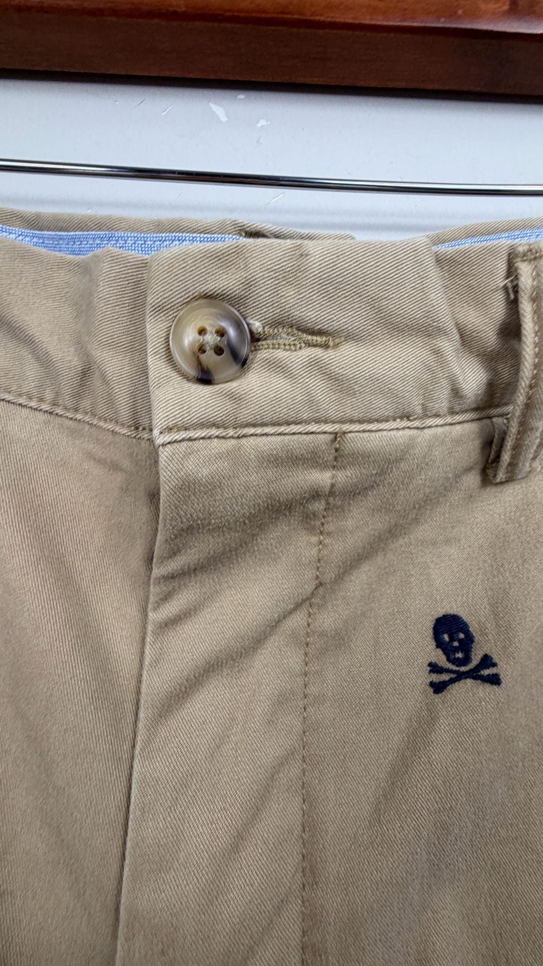 Polo Ralph Lauren Skull Embroidered Chino Shorts Size 34 Khaki 5