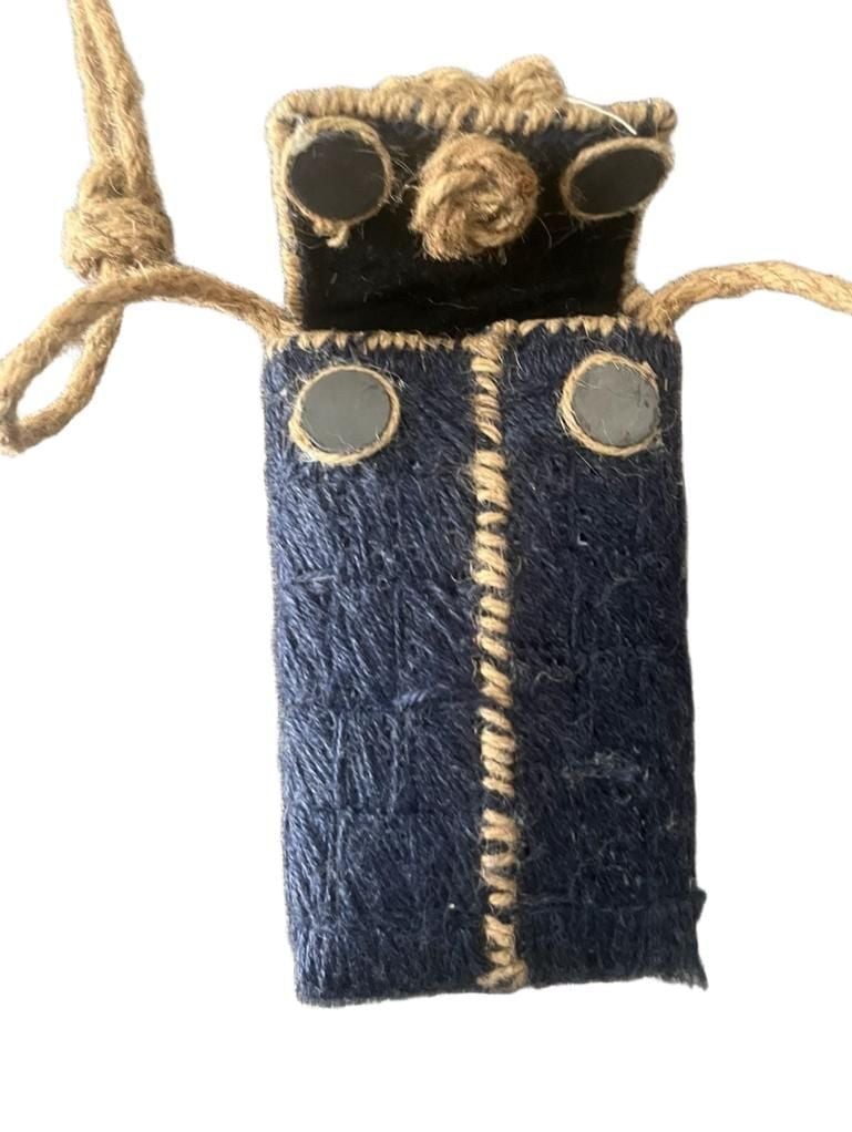 Handmade Blue Jute Sun Crossbody Phone Bag 5