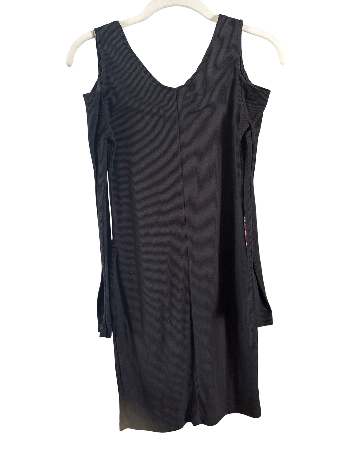 Cold Shoulder Ribbed Dress Size XL Black 2