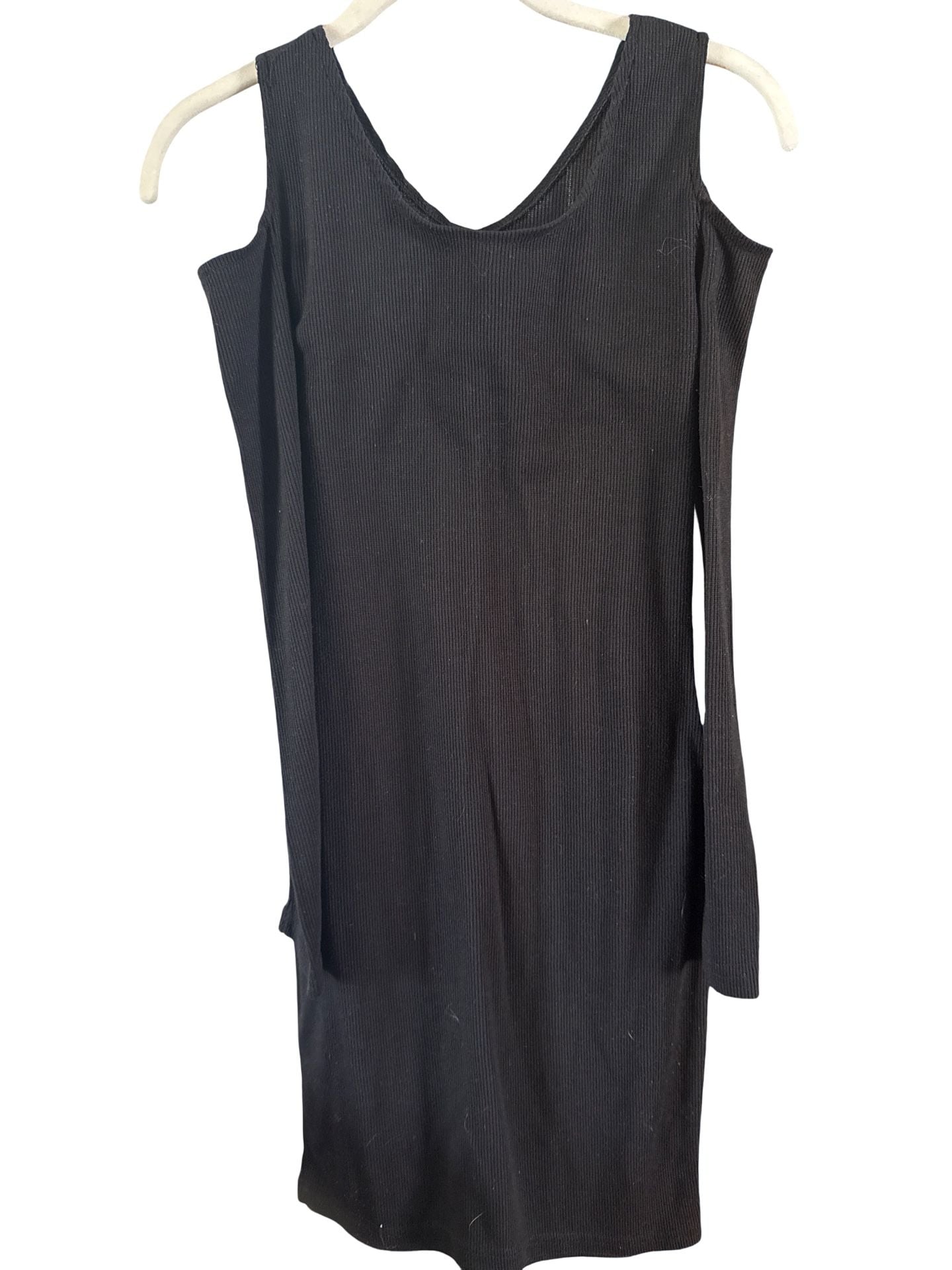 Cold Shoulder Ribbed Dress Size XL Black 3