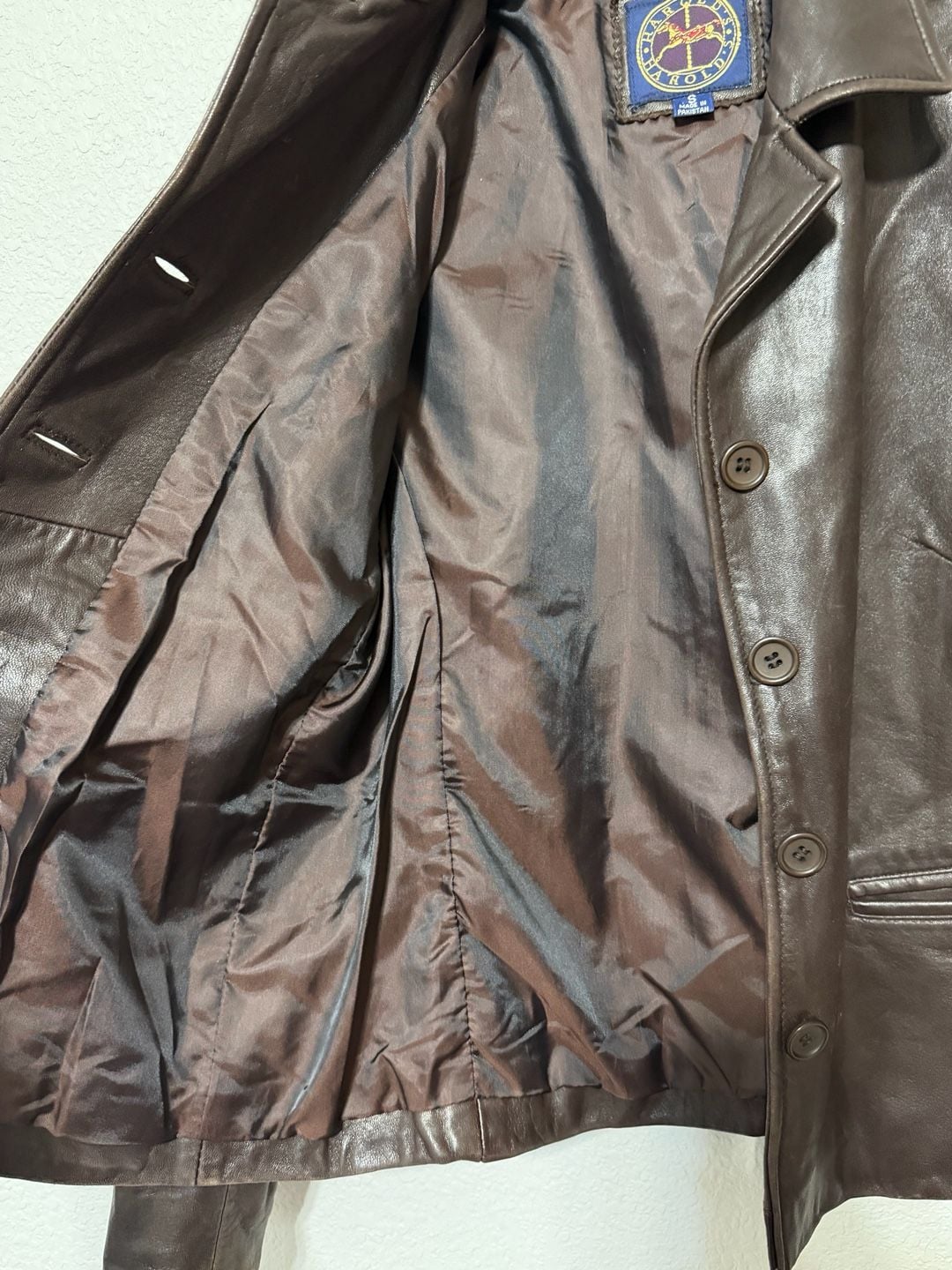 Harold's Leather Blazer Size S Brown Button Front 6