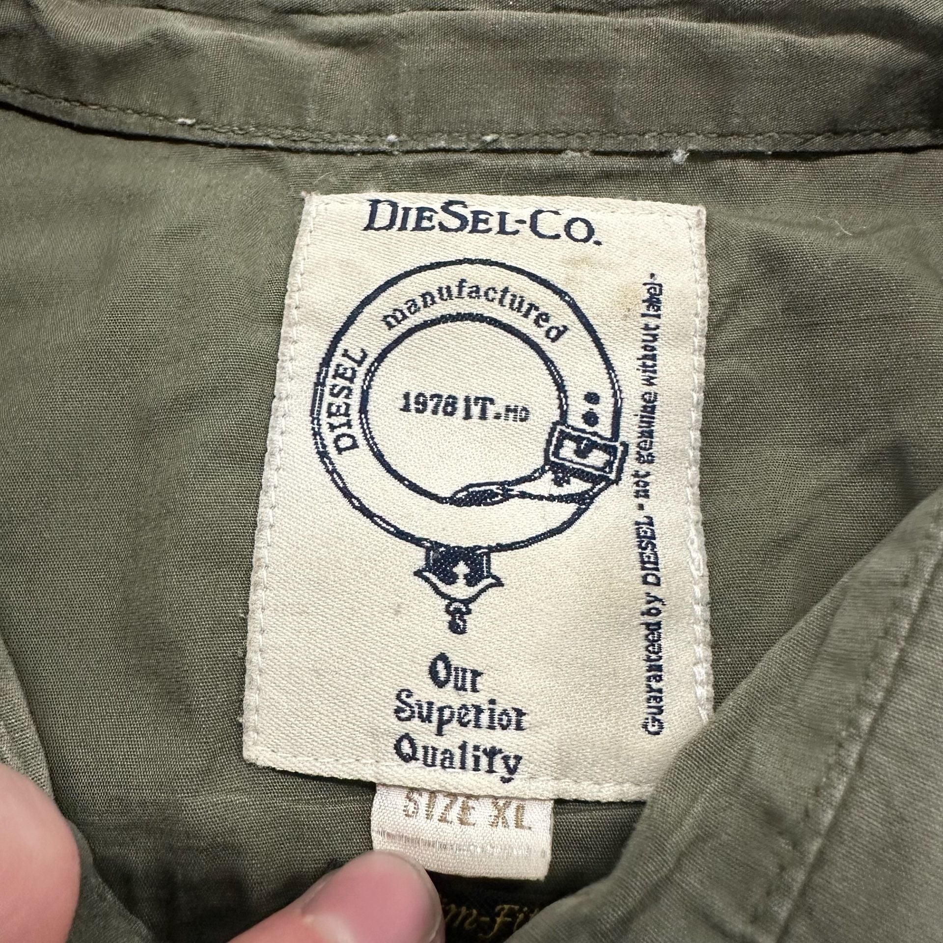 Diesel Utility Shirt XL Military Style Epaulet Cargo Pocket Long Sleeve 4