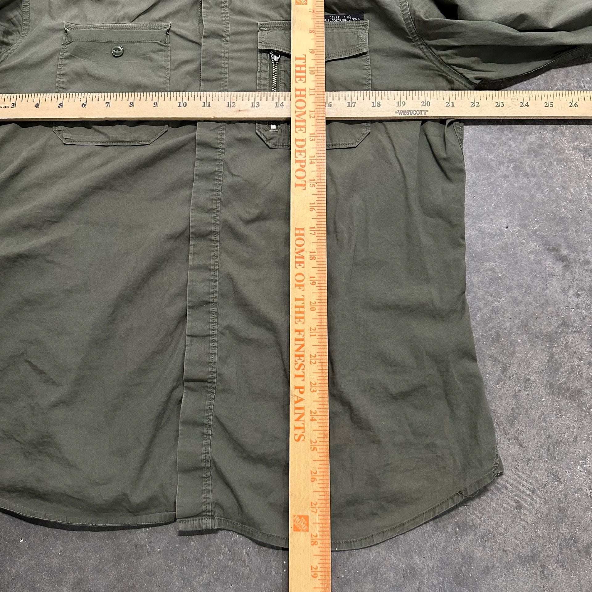 Diesel Utility Shirt XL Military Style Epaulet Cargo Pocket Long Sleeve 5