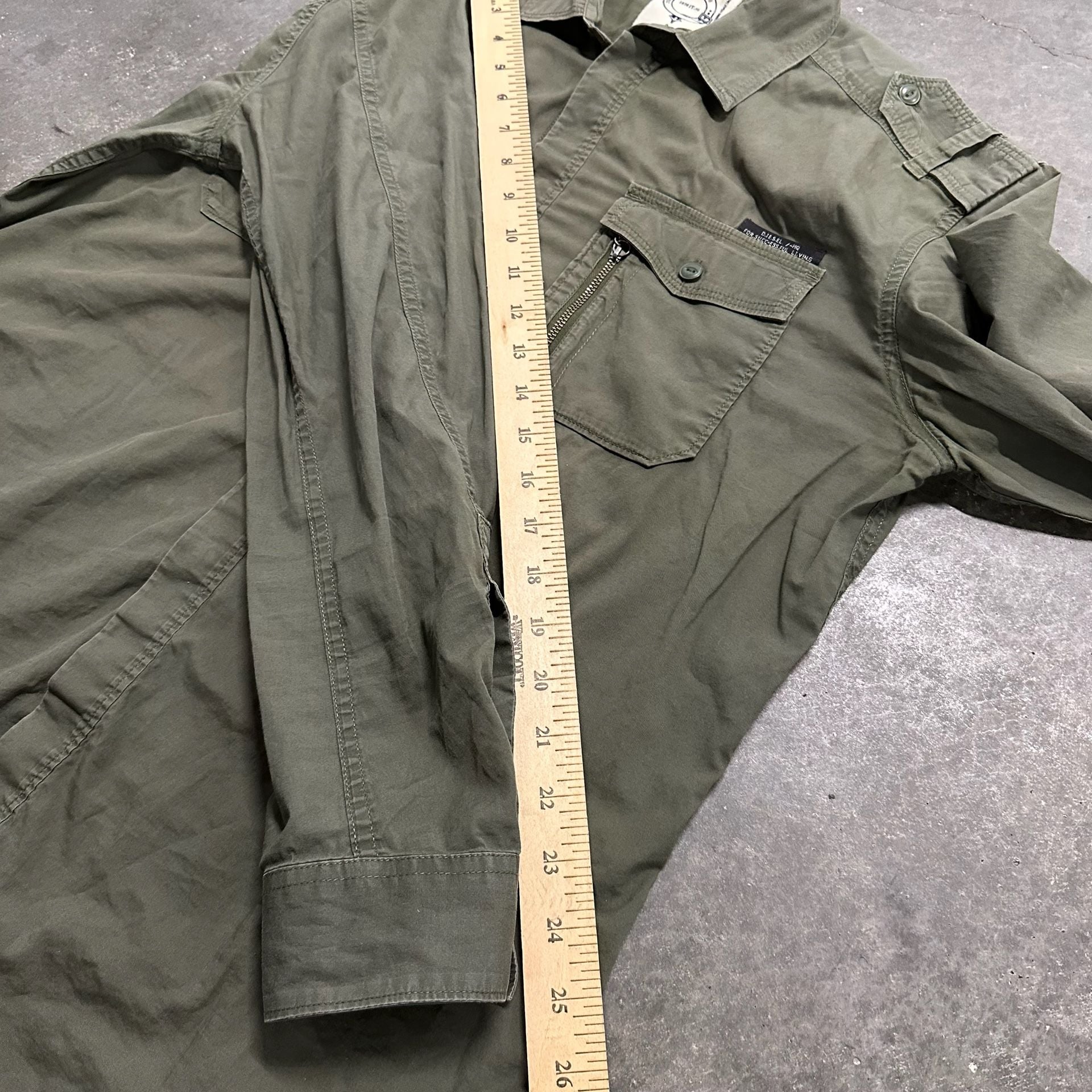 Diesel Utility Shirt XL Military Style Epaulet Cargo Pocket Long Sleeve 6