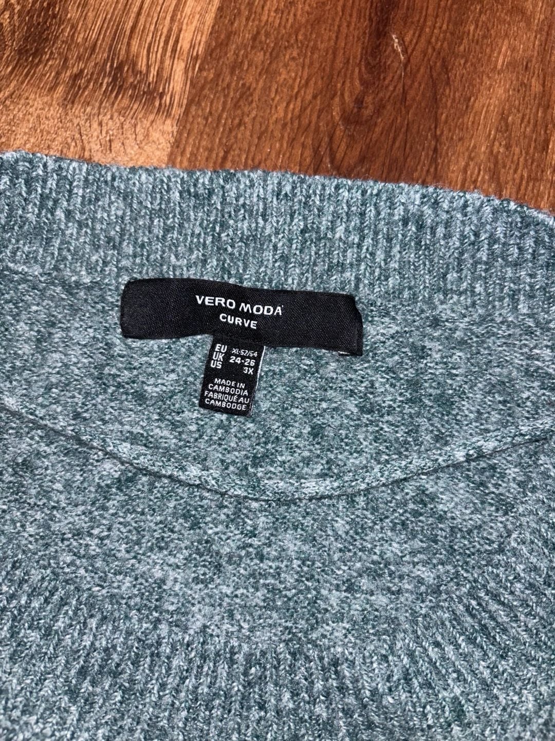Vero Moda Curve Sweater Size US 3X Blue Melange Knit Pullover Crewneck 4