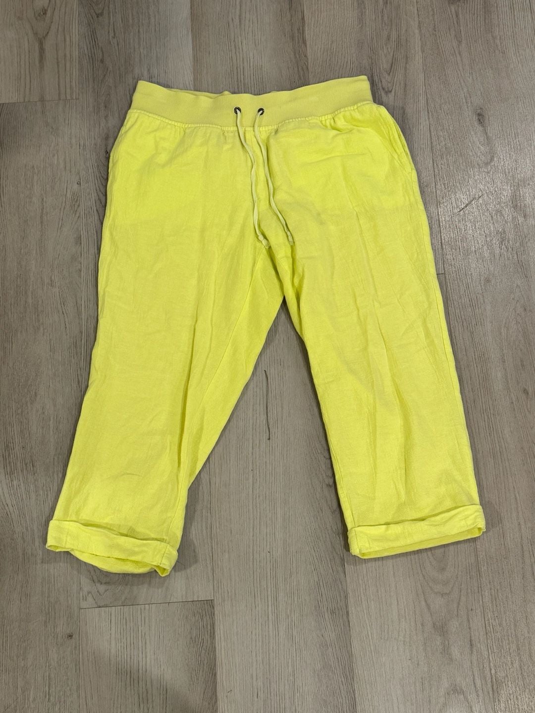 Chico's Lounge Pants Size 0 Yellow Drawstring Crop Joggers 2