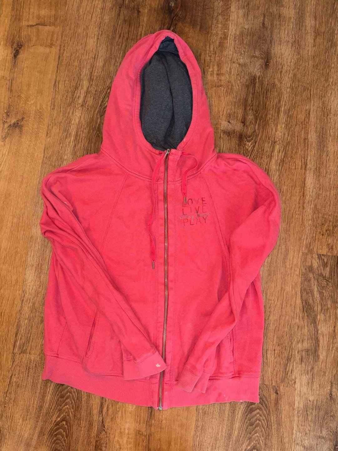 DKNY Jeans Full Zip Hoodie Size L Pink Floral Rhinestone 2