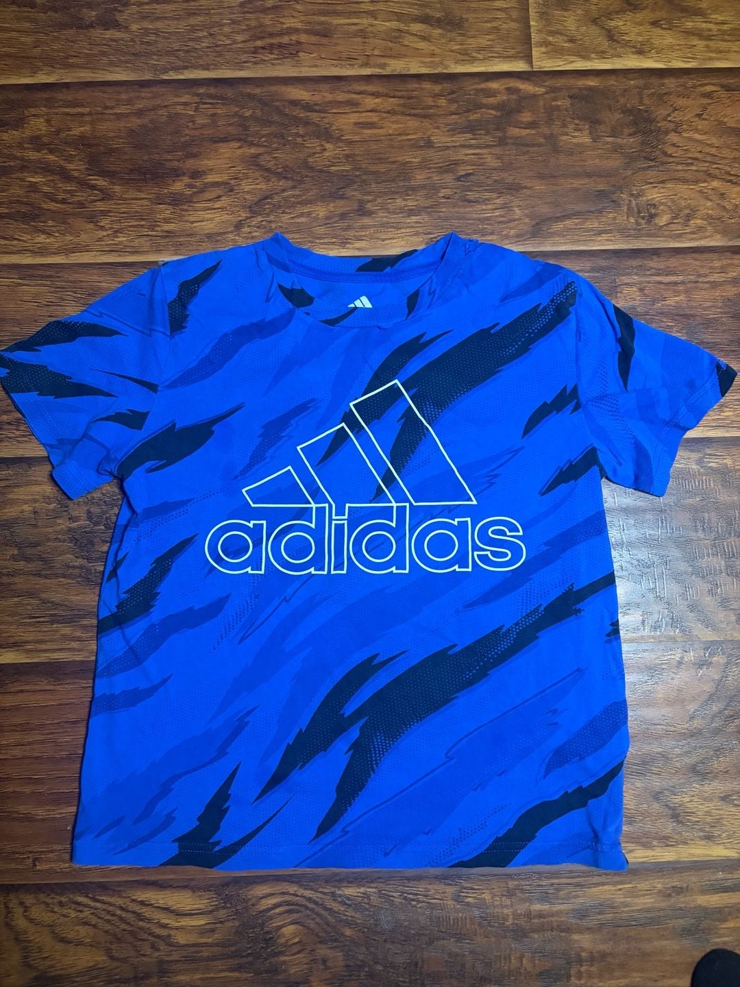 Adidas Tiger Camo T-Shirt Size 8 Blue Black Graphic Athletic Tee 2