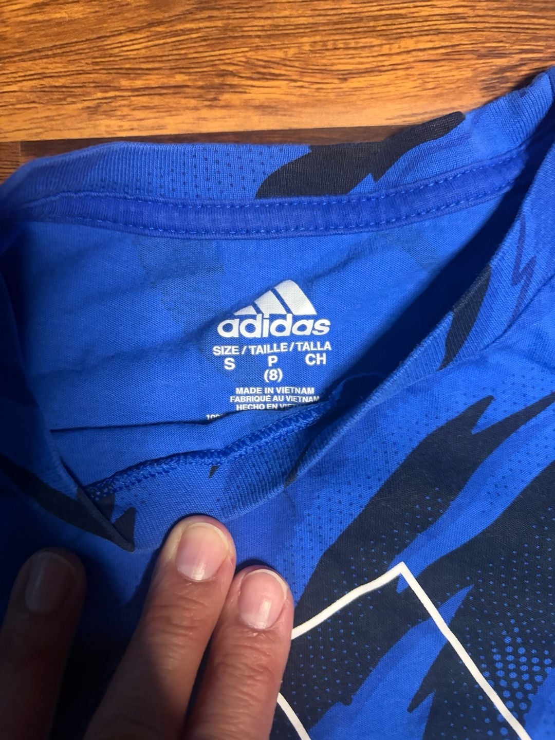 Adidas Tiger Camo T-Shirt Size 8 Blue Black Graphic Athletic Tee 3