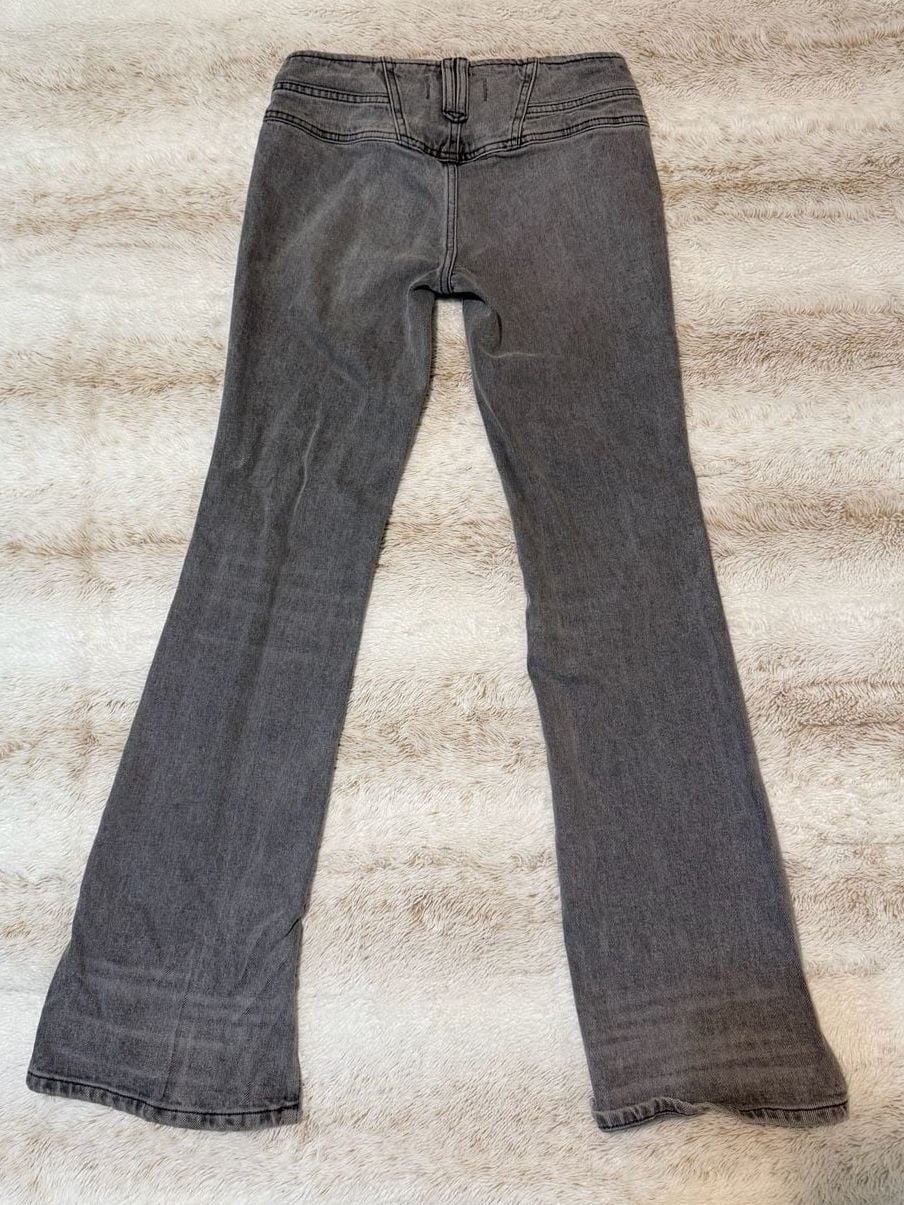 Free People We The Free Jeans Size 24 Gray Split Hem Bootcut Denim 3