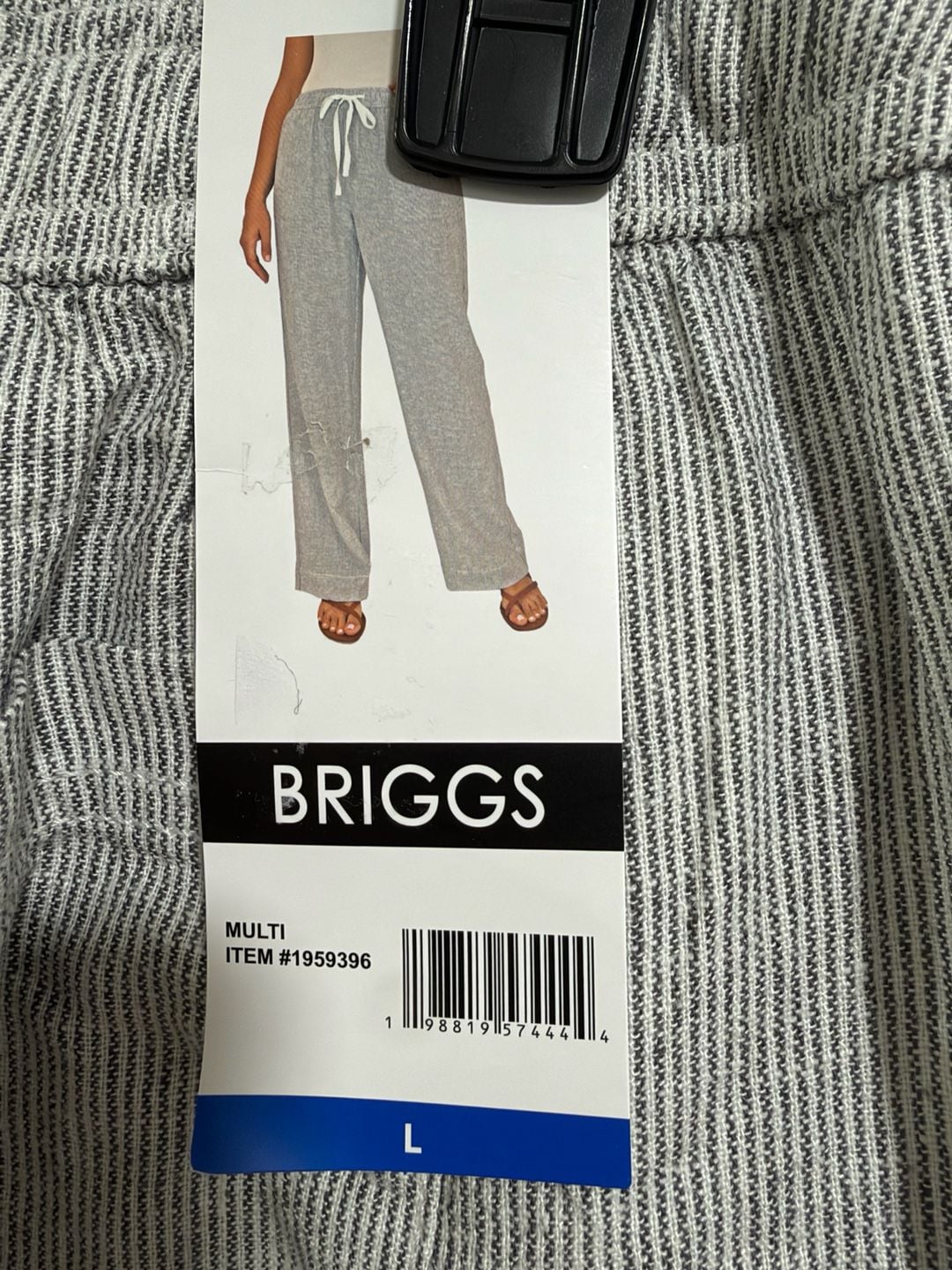 Briggs Pull-On Pants Size L Striped Linen Blend Wide Leg 7
