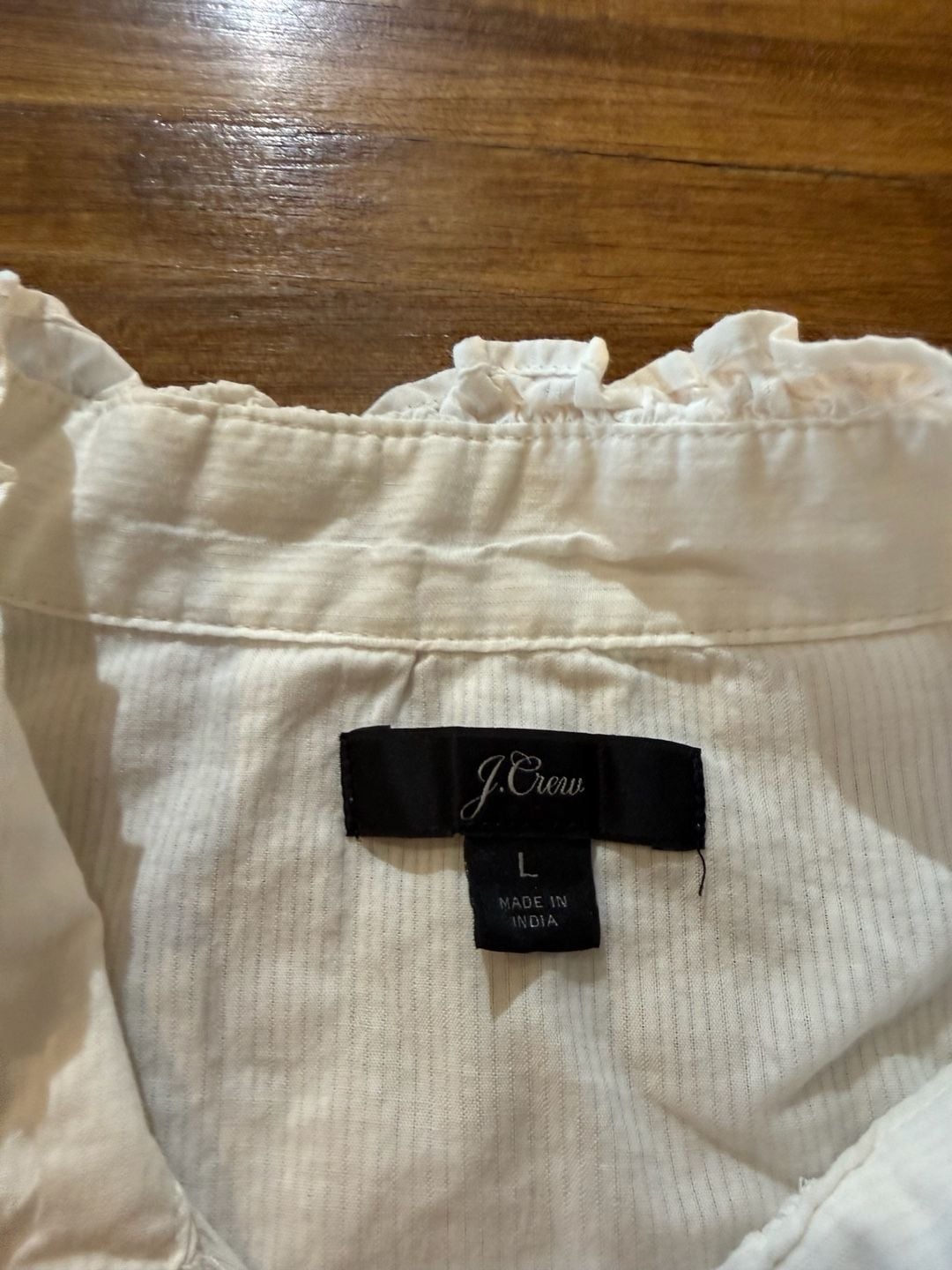 J.Crew Ruffle Neck Eyelet Embroidered Blouse Size L White (b1) 4