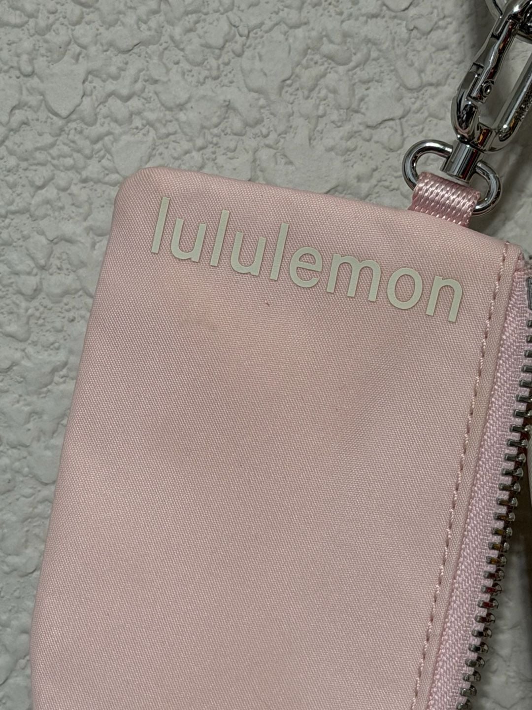 Lululemon Dual Pouch Wristlet Metallic Wordmark Pink Pastel White Opal 5