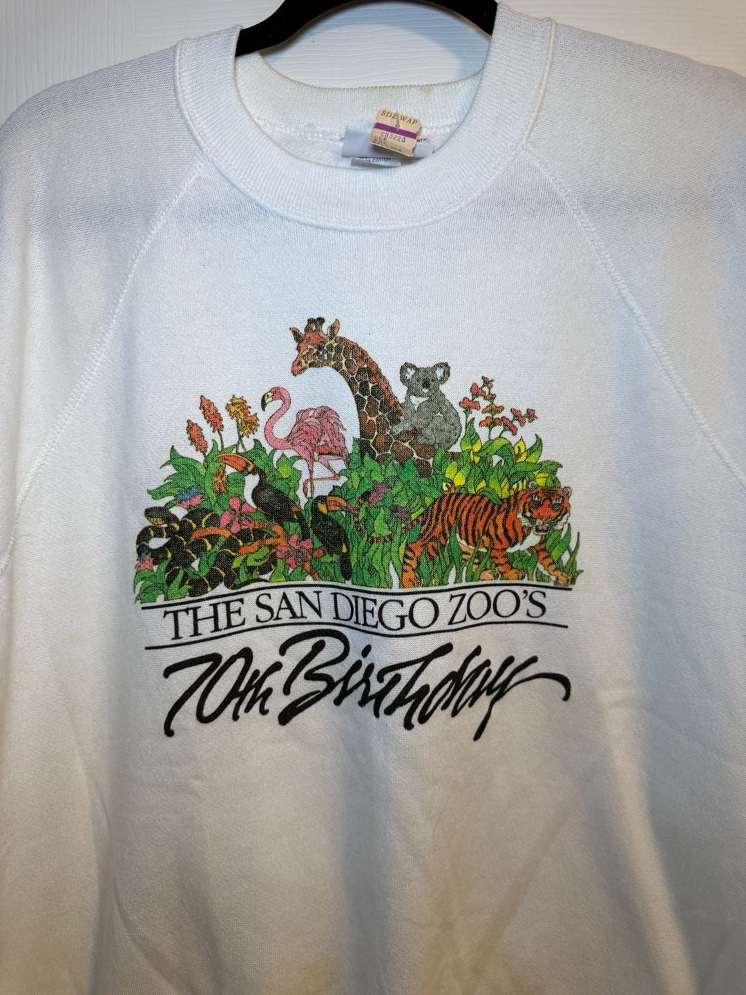 Vintage Deadstock San Diego Zoo 70th Birthday Sweatshirt Size L 3