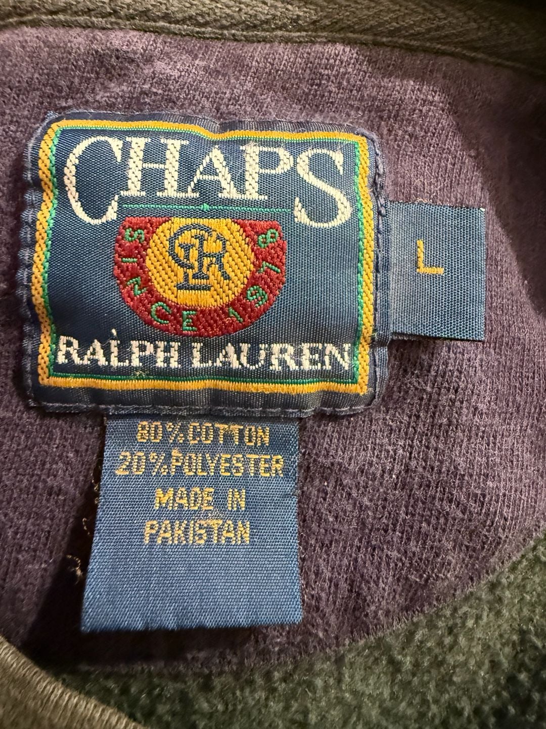 Vintage Chaps Ralph Lauren Sweatshirt Size L Green Crewneck 3