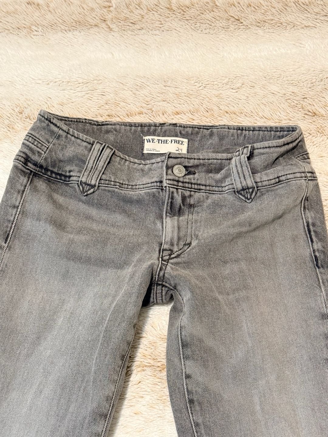 Free People We The Free Jeans Size 24 Gray Split Hem Bootcut Denim 5