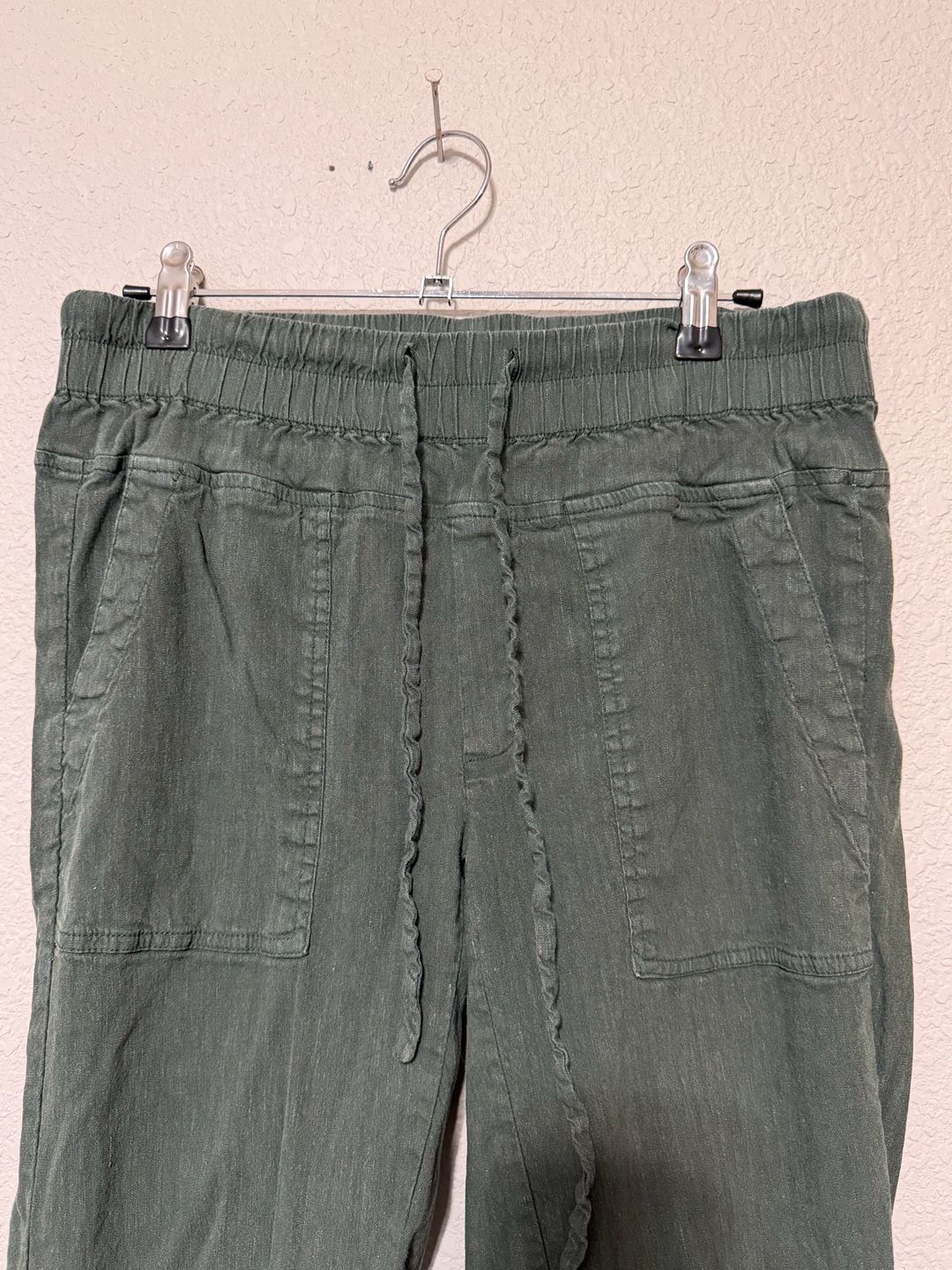 KUT from the Kloth Drawstring Cargo Pants Size S Green Linen Blend 4