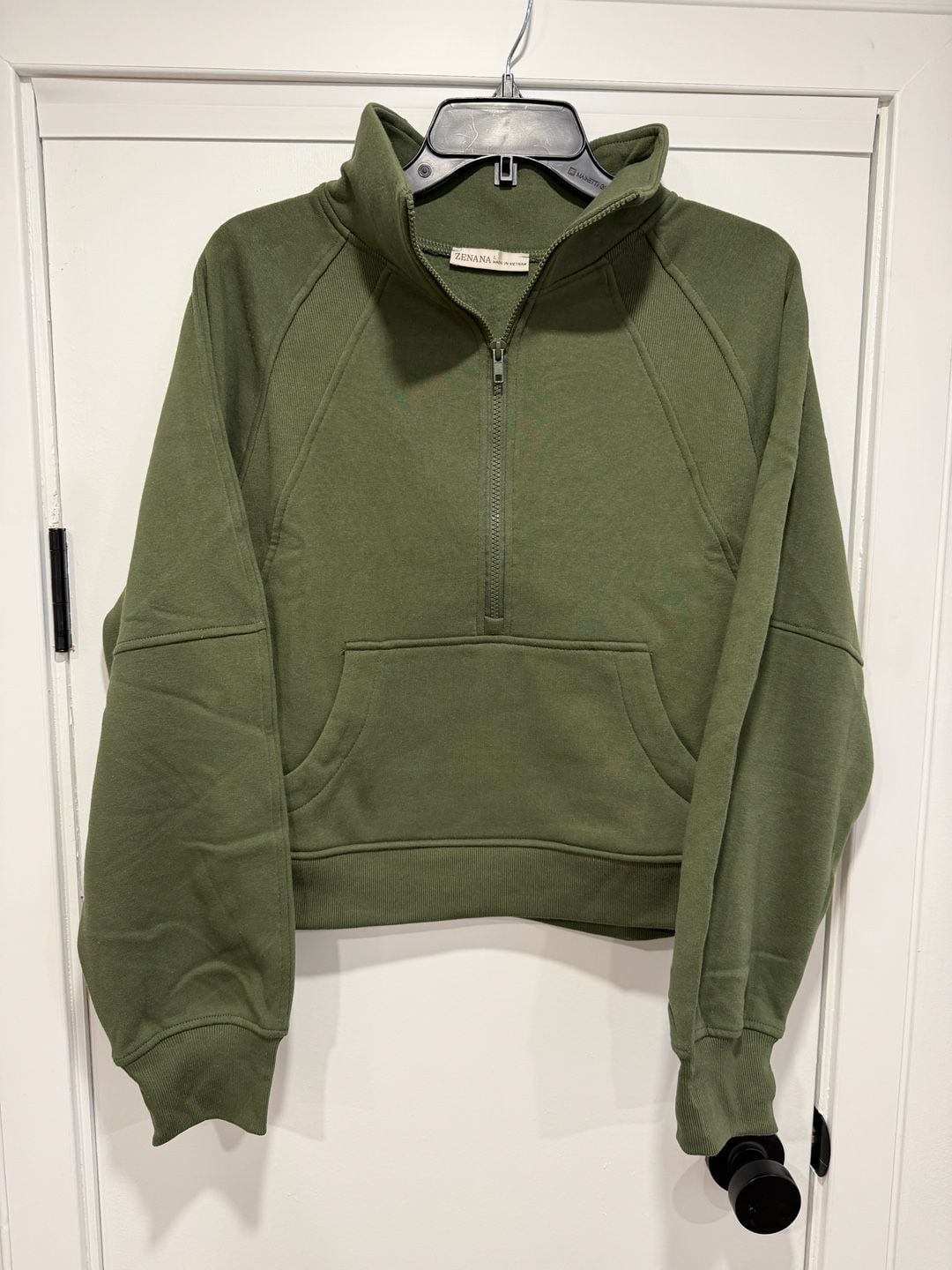Zenana OT-4360 Half Zip Sweatshirt Size L Olive Green 2