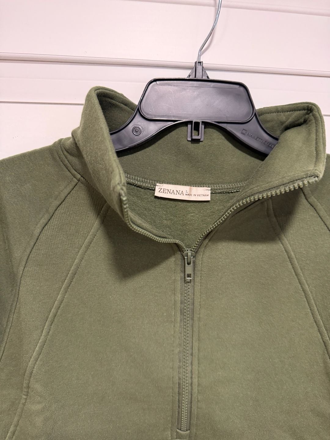 Zenana OT-4360 Half Zip Sweatshirt Size L Olive Green 5