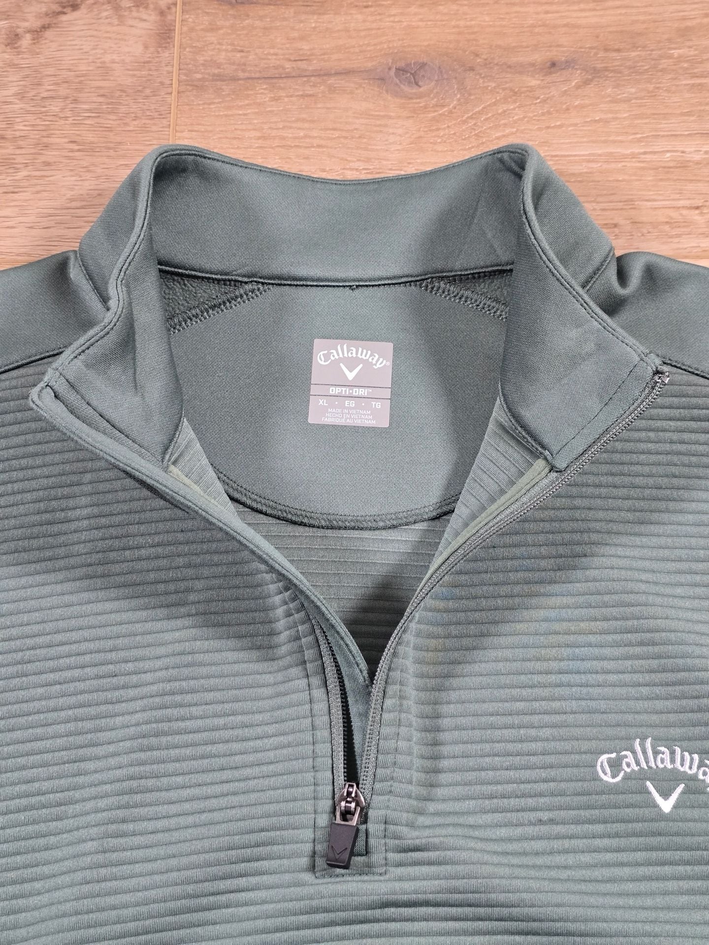 Callaway Ottoman Quarter Zip Golf Pullover Men’s XL Sage Green Ribbed 7
