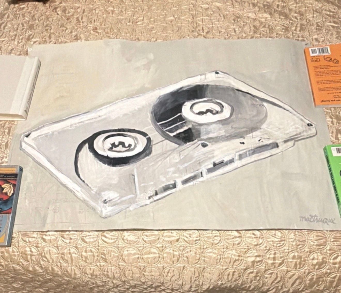 mactruque Original Signed Cassette Tape Drawing Contemporary Large Paper Art 2