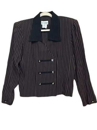 Vintage 90’s Striped Cropped Blazer Size 8 Brown Black Jacket 2