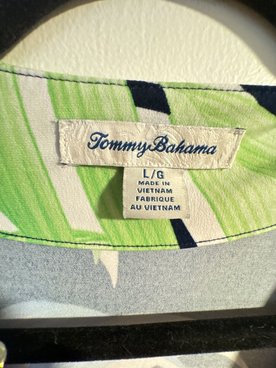 Tommy Bahama Palm Leaf Wrap Dress Size L Tropical Blue Green Navy 4