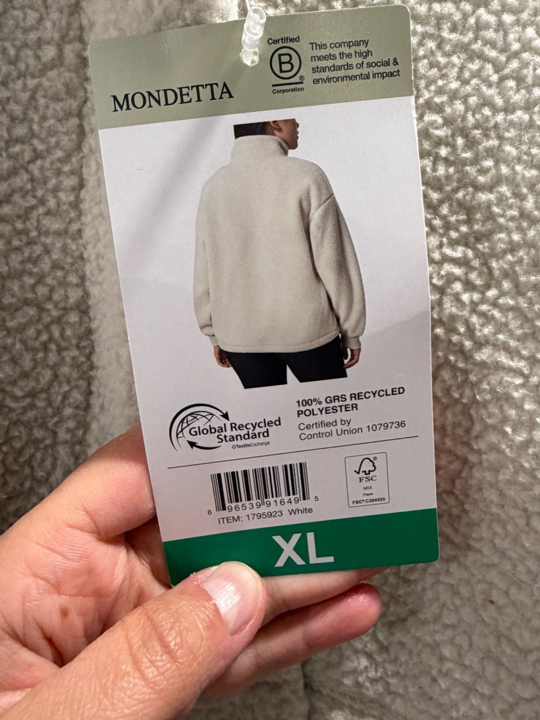 Mondetta Sherpa Full Zip Fleece Jacket Size XL cream 4