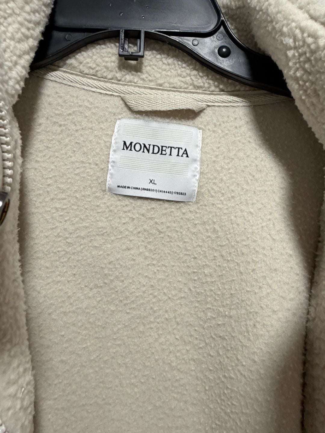 Mondetta Sherpa Full Zip Fleece Jacket Size XL cream 9